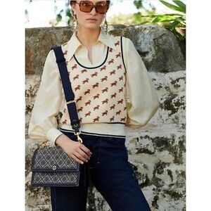 Tory Burch instarsia Jacquard puppy sweater knit